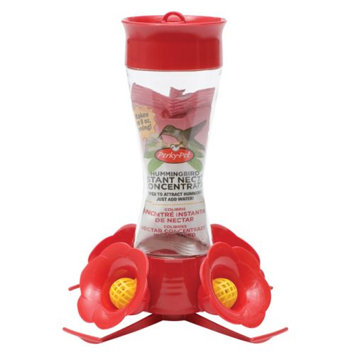 Hummingbird Feeder with Nectar - Plastic/Glass - 8 oz - Red