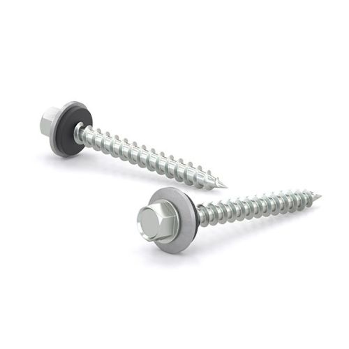 Vis métal zinguée, tête hex avec rondelle acier et néoprène #14x1-1/2" (100)