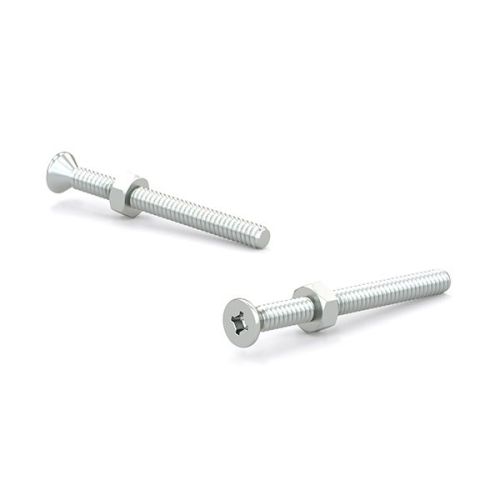 Vis machine - écrou zinguée, plate, quadrex, 6-32, pointe type B, 3/4" (12)