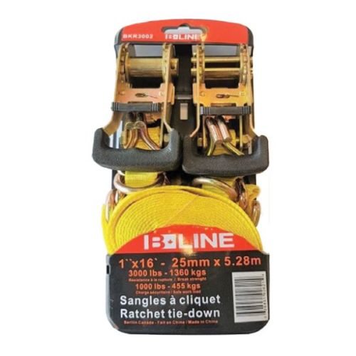 Ratchet Strap 1" x 16' - 3000lb - 2-Pack