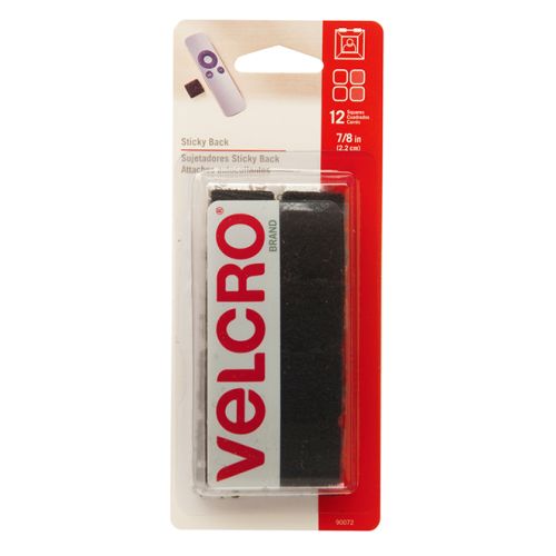 Sticky Back Square Fasteners - 7/8" - Black - 12PK