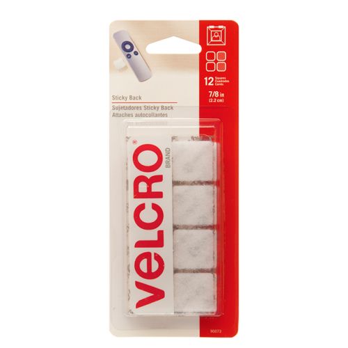 Sticky Back Square Fasteners - 7/8" - White -12PK