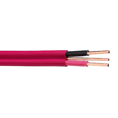 Fil domestique construction, 12/2 NMD90, 20 A, rouge, 20 m