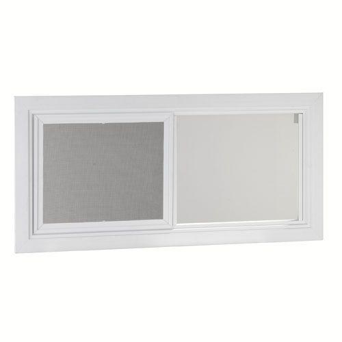 Fenêtre de cabanon coulissante en PVC blanc 17" x 35"