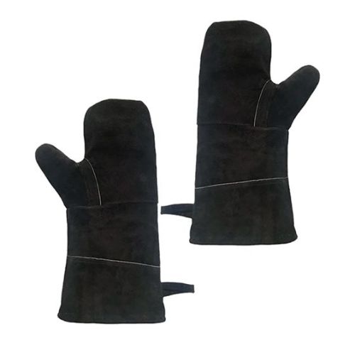 Gants de BBQ en cuir de vache refendu noirs 15"
