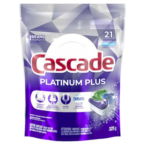 Capsules pour lave-vaisselle Cascade Platinum Plus Actionpacs, 21 capsules