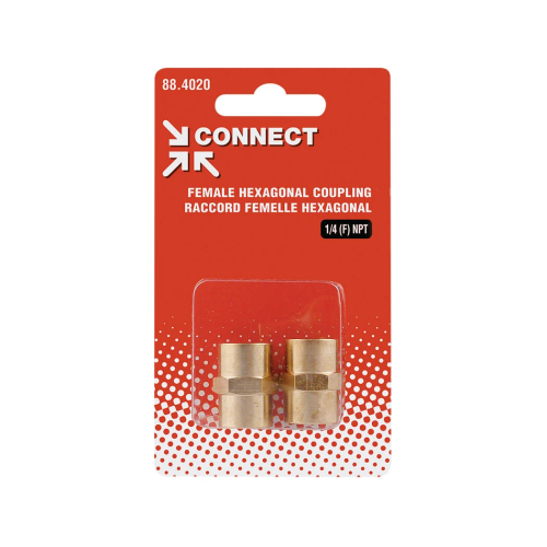Union hexagonale en laiton 1/4 (F) NPT (multiple de 2)