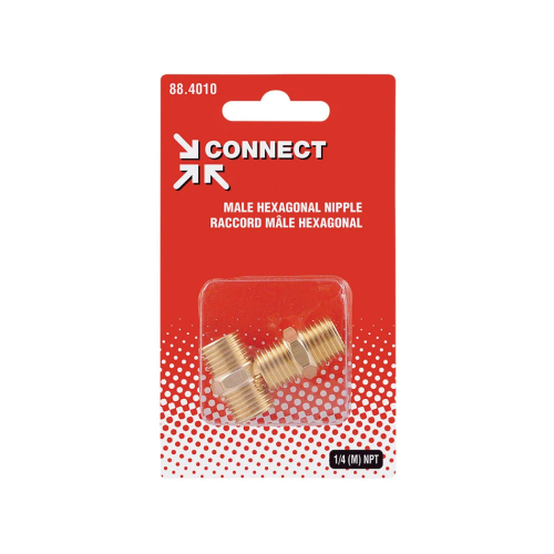 Union hexagonale en laiton 1/4 (M) NPT (multiple de 2)