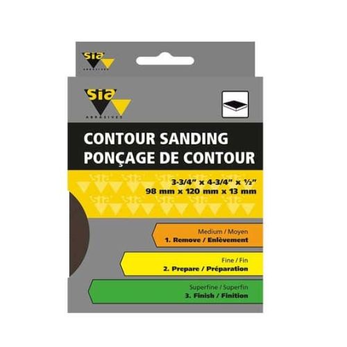 Assorted Abrasive Sponge 3-3/4" x 4-3/4" x 1/2" Medium/Fine/Super Fine (3)
