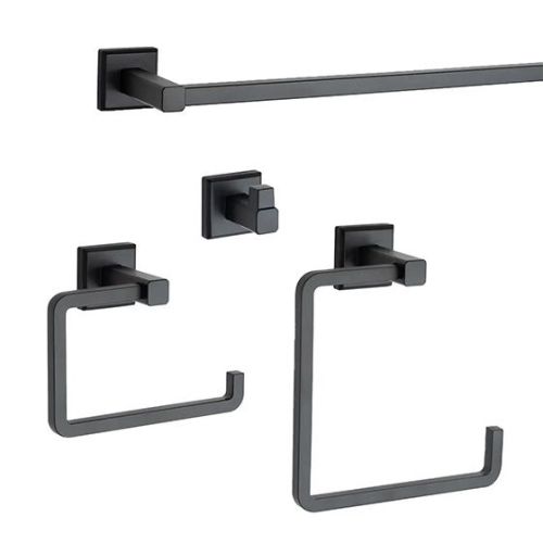 Ensemble salle de bain 4 pièces Ultra - Noir mat - montage dissimulé