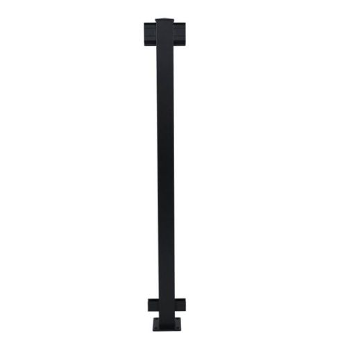 42" Aluminum 2-1/4" Line Post with Welded Brackets, Textured Black