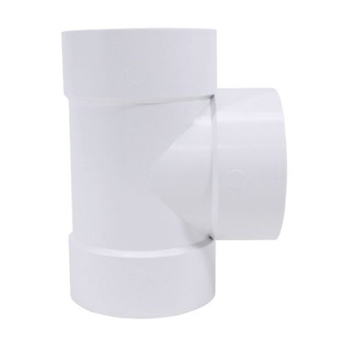 Té droit en PVC/BNQ, 4", femelle, blanc