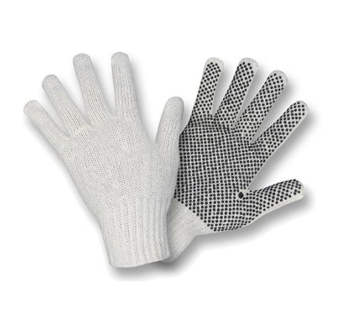 Cotton Gloves with PVC Dots (12 pairs) Large