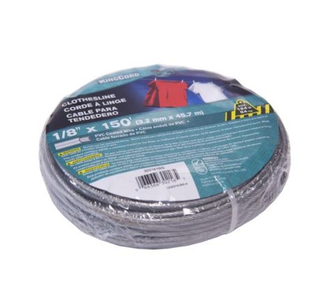 PVC Coated Clothesline Wire, 1/8" x 150'