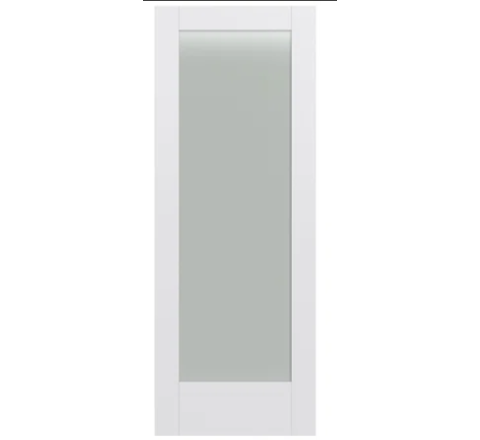 White Pre-Painted Pine Door With 1 Frosted Glass Panel - 30" x 80" "Shaker"