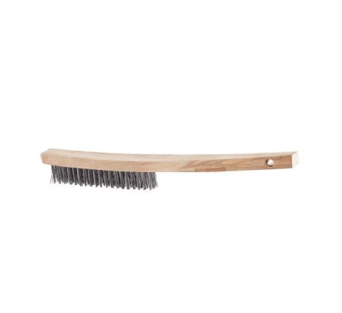 Brosse d'acier avec manche long et courbé, 3 X 19 rangées