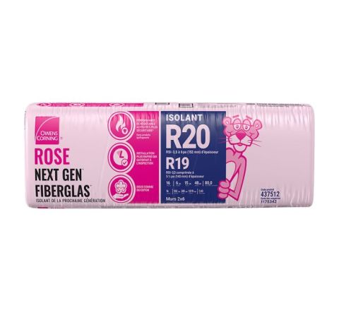 Isolant rose Next Gen Fiberglas R-20 - 15 po x 48 po  (80,0 pi2)