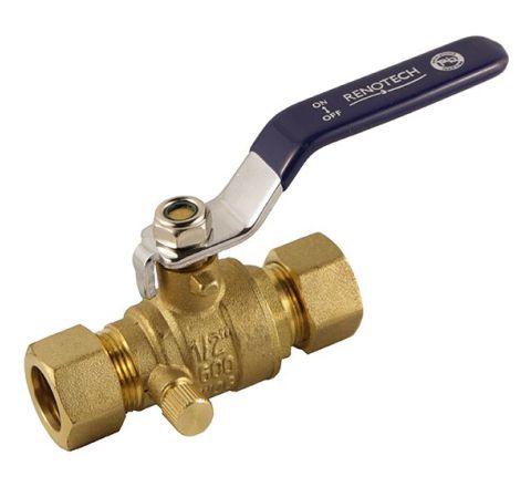 Valve à bille 1/2" avec drain - compression