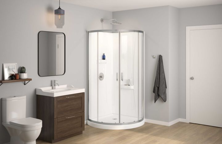 Shower Kit 38x38 Semi-round - Clear Glass 