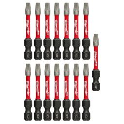 2 in. Square Recess #2 SHOCKWAVE Insert Bits   15 Piece Contractor Pack