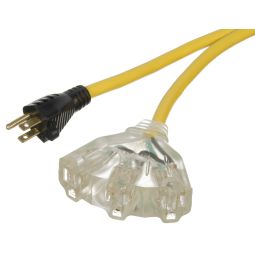Rallonge extérieur jaune illuminée 3 prises -30M - 12/3
