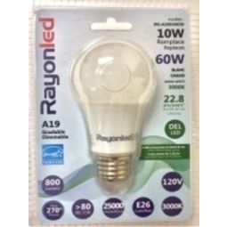 Ampoule A19 Non-Dimmable 9W 3000K