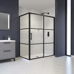 Black Shower door 48"X78" - 3 Panel - For Shower Base 26300910