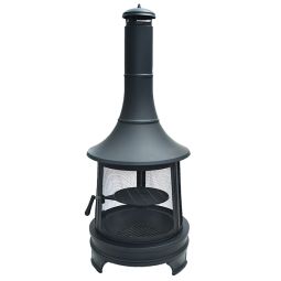 Foyer extérieur noir 29.5" x 29.5" x 70.5" avec grille de cuisson intégrée