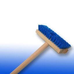 8" Blue Nylon Floor Brush with Fiber Glass Handle