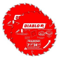 Circular Saw Blade 7 1/4" Diablo Demolition 24 Teeth - 2-Pack