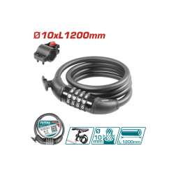 Steel bike lock with 4-digit combination dial.