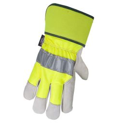 Gants de travail d'hiver haute visibilité en cuir de vache L