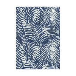 Plastic Outdoor Rug with Blue Leaves 6' x 9'