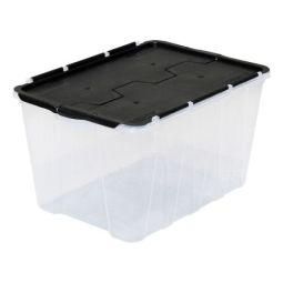 Flip-Top Storage Bin - 49L - Clear/Black