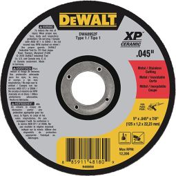 Meule abrasive de céramique pour métal, 5" x 3/64", arbre 7/8", type 1