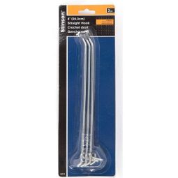Pegboard Peg Hooks - 8" - Pack of 3 - Aluminum and Steel