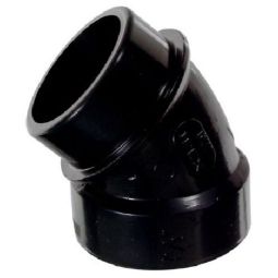 ABS DWV 45° Elbow - Short - 1 1/2" - Hub x Spigot - Black