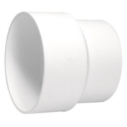 PVC reducing coupling with pipe stop, 4" x 3"