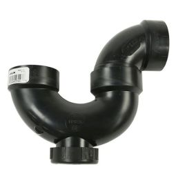 ABS DWV P-Trap With Cleanout - 1-1/2 - HUB - Black