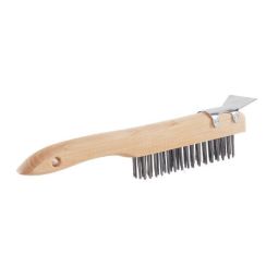 Brosse d'acier avec grattoir, 4 X 16 rangées