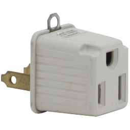Adaptateur fiche 3 branches/prise 2 fentes, blanc