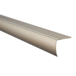 1-1/8" X 6' Aluminum Drop Stair Nosing Hammered Titanium