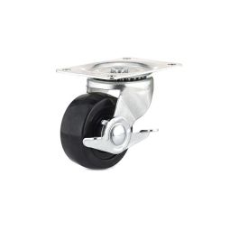 Roulette pivotante/frein 3" caoutchouc noir