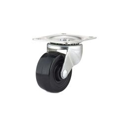 Roulette pivotante 3" caoutchouc noir