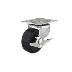 Roulette pivotante/frein 2" caoutchouc noir