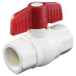 Robinet à bille droit, 3/4 po, en PVC, extrémités filetées