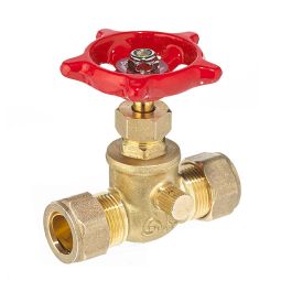 Compression Straight Stop Valve - 1/2" - Brass