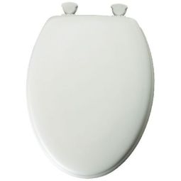 Elongated Enameled Wood Toilet Seat - White - 14.19" x 17.31"