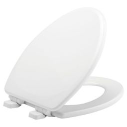 Siège toilette allongé, bois émaillé, fermeture lente Lannon, 14-1/8"x18-1/2"