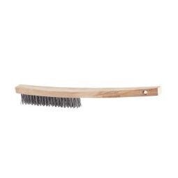 Brosse d'acier avec manche long et courbé, 3 X 19 rangées